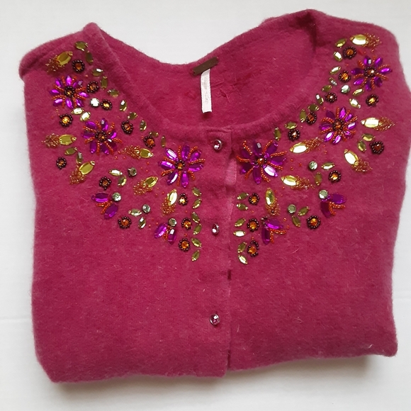 Free People Sweaters - Free people pink angora cardigan size large